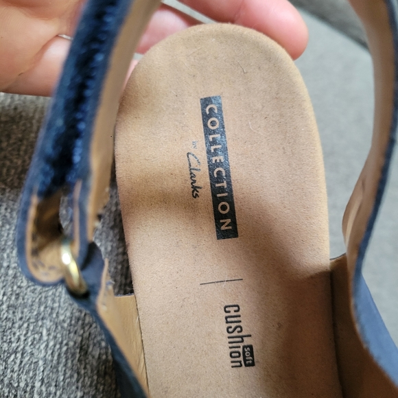 Clarks Navy Nubuck Wedges - Picture 4 of 8